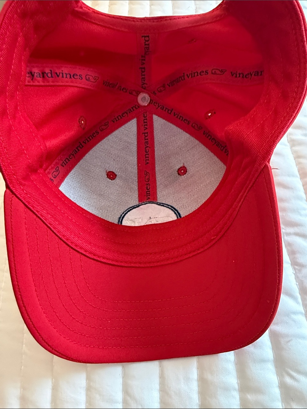 Vineyard Vines Red Cap with White Whale and Blue Ring - Picture 2 of 4